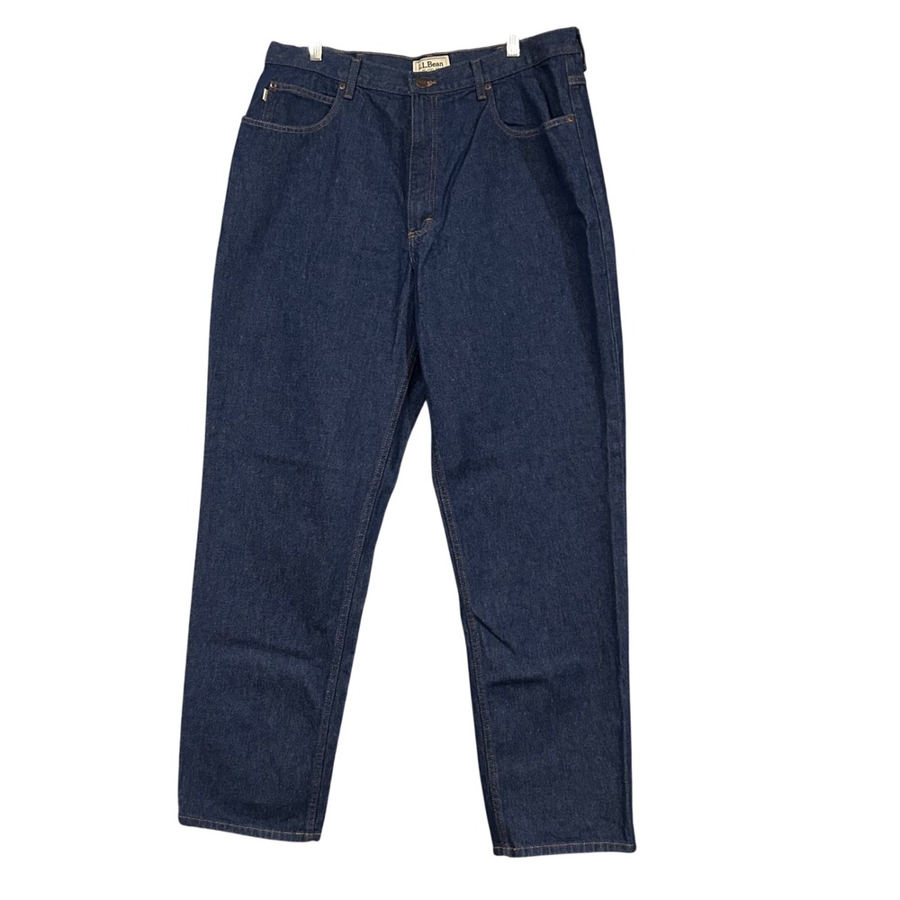 LL Bean Relaxed Fit Jeans Mens 38x34 Dark Wash Straight Leg Denim Blue 134770